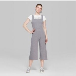 Wild Fable Grey Cropped Jumpsuit POCKETS
